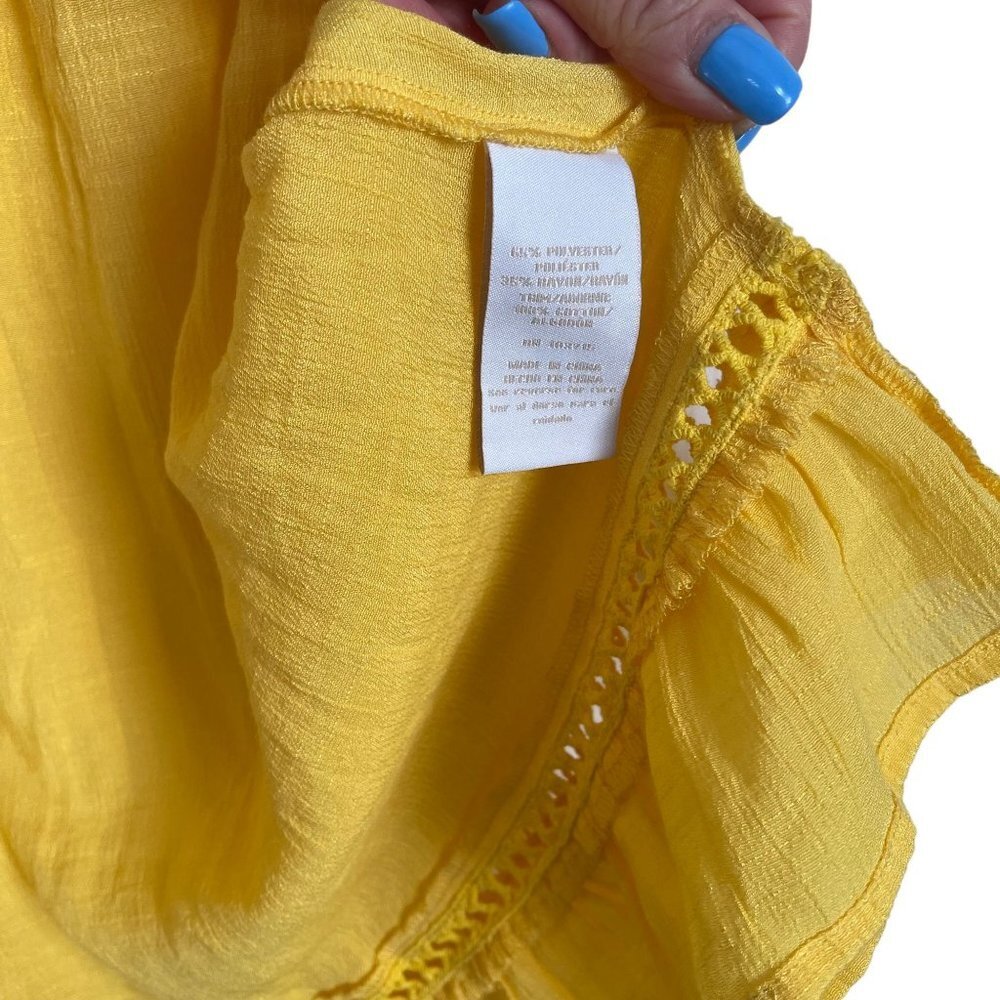 Hope & Harlow Womens Bright Yellow Sleeveless Top With Ruffled Hem Size S - Picture 6 of 7